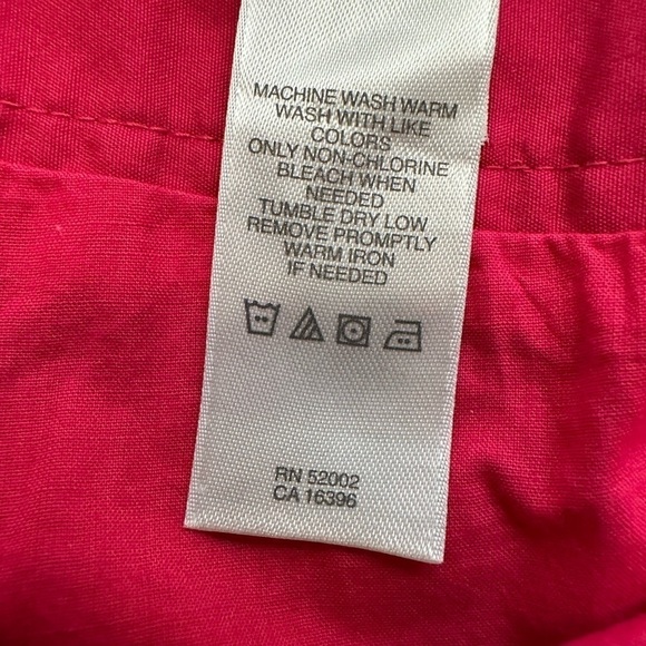 Liz Claiborne 100% Cotton Hot Pink Fit & Flared Pleated Belted Knee Length Skirt - Picture 6 of 8